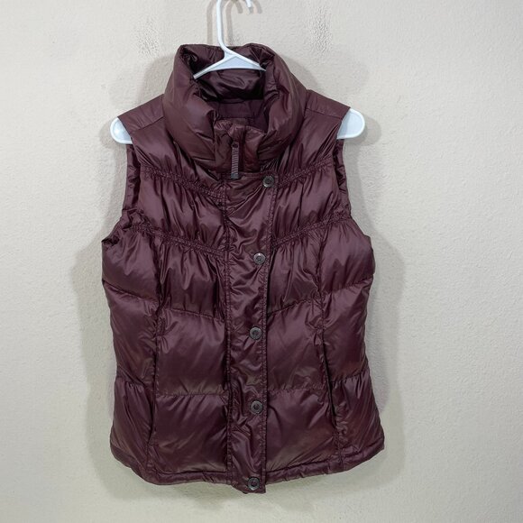 Prana Puffer Vest Women's Small Down Insulated Full Zip Jacket Purple Zip Pocket - Picture 1 of 8